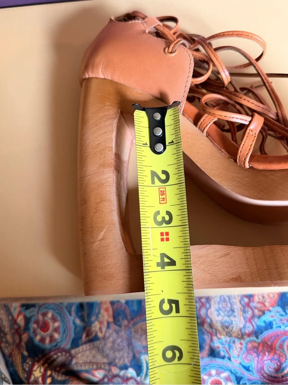 Jeffrey Campbell Tan BLAZE-UP Lace-Up Platform Wooden Wedge